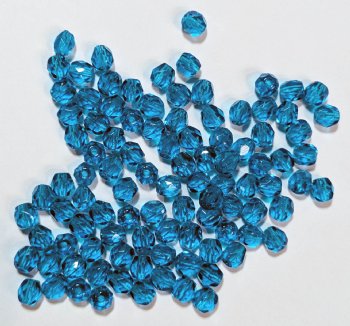 100 4mm Faceted Transparent Capri Blue Firepolish Beads