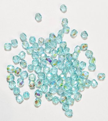 100 4mm Faceted Light Azore AB Firepolish Beads