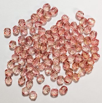 100 4mm Faceted Two Tone Light Topaz & Light Orange Firepolish Beads