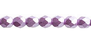 45, 4mm Pastel Pearl Lilac Czech Fire Polish Beads