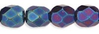100 4mm Faceted Metallic Navy AB Firepolish Beads