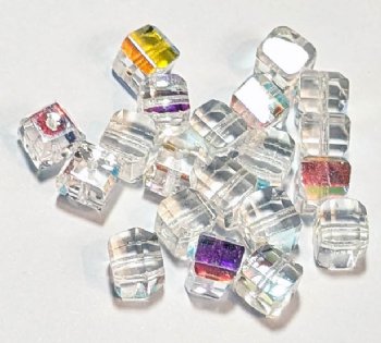 20 6mm Faceted Crystal AB Cube Beads