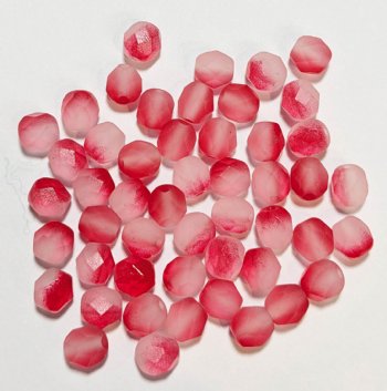 50 6mm Faceted Two Tone Fire & Ice Strawberry & Crystal Beads