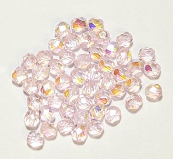 50 6mm Faceted True Pink AB Firepolish Beads