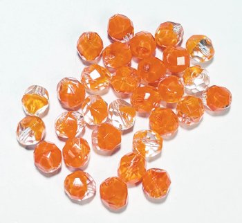 25 8mm Faceted Two Tone Crystal and Orange Firepolish Beads