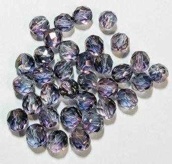 25 8mm Faceted Crystal and Rose Gold Lustre Firepolish Beads