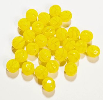 25 8mm Faceted Milky Yellow Opal Firepolish Beads