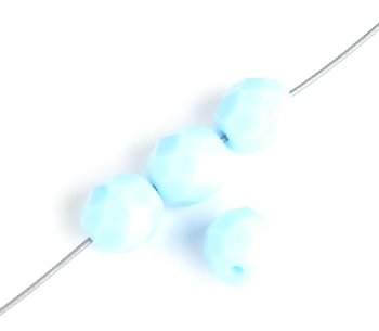 25 8mm Faceted Opaque Light Blue Firepolish Beads