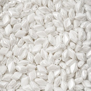 10 Grams of Opaque Chalk White Lustre GemDuo Glass Beads