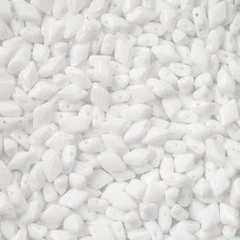 10 Grams of Opaque Chalk White GemDuo Glass Beads