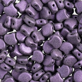 10 Grams 7.5mm Metallic Suede Purple Czech Glass Ginko Leaf Beads