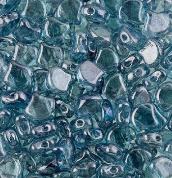 10 Grams 7.5mm Transparent Crystal Blue Lustre Czech Glass Ginko Leaf Beads