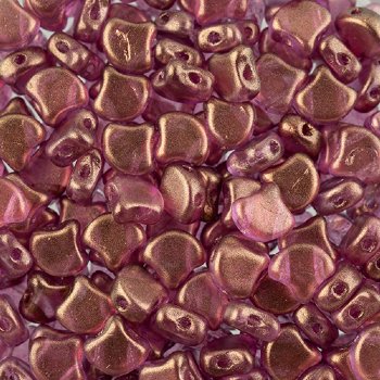 10 Grams 7.5mm Persian Pink Halo Czech Glass Ginko Leaf Beads