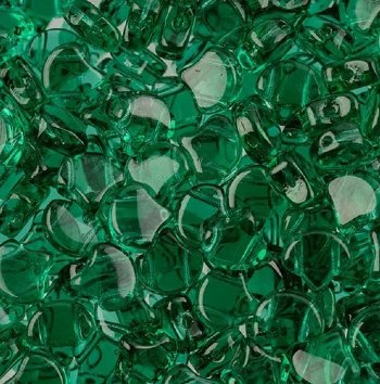 10 Grams 7.5mm Transparent Emerald Czech Glass Ginko Leaf Beads