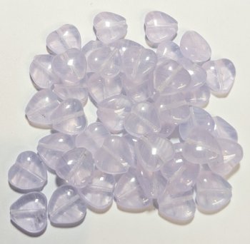 50 10mm Transparent Violet Marble Glass Heart Beads
