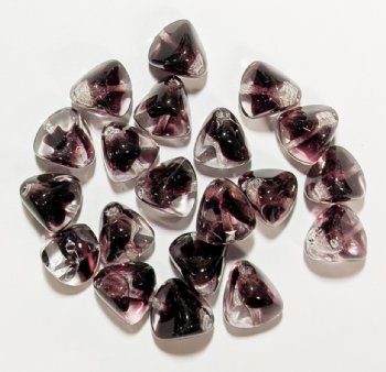 20 10mm Crystal And Amethyst Triangular Nugget Beads