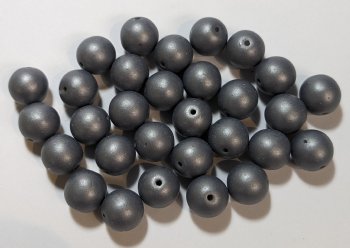 25 10mm Round Matte Dark Grey Glass Beads