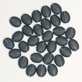 30 12mm Transparent Matte Montana Blue Flat Oval Beads