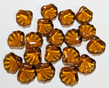 15, 14mm Transparent Topaz Flat Shell Beads