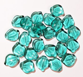 25 14mm Wide Blue Zircon Leaf Beads