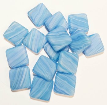 15 15x16mm Matte Blue and White Marble Flat Square Beads