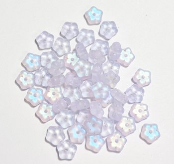 50 3x7mm Matte Transparent Alexandrite AB Flower Spacer Beads
