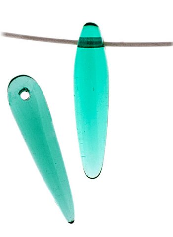 57 5x16mm Transparent Light Emerald Glass Thorn Beads