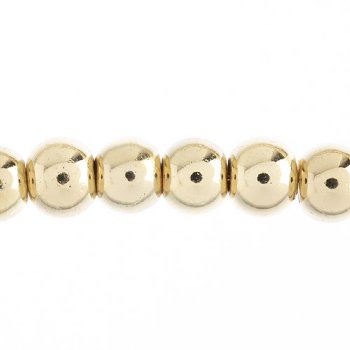 24 Inch Strand of 6mm Bright Gold Round Metalized Glass Beads