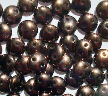 50 6mm Dark Bronze Two Hole Glass Lentil Beads