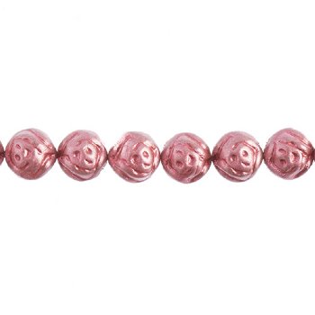 22, 8mm Crystal Metallic Pink Dyed Two Hole Candy Rose Beads