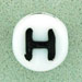 7x4mm White Glass Letter Bead - H