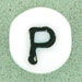 7x4mm White Glass Letter Bead - P