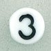 7x4mm White Glass Number Bead - 3