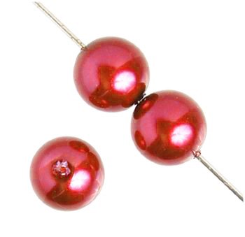 16 inch strand of 10mm Round Light Red Glass Pearl Beads