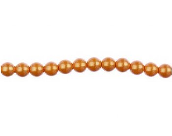 8 inch strand of 4mm Iridescent Orange Round Glass Pearl Beads