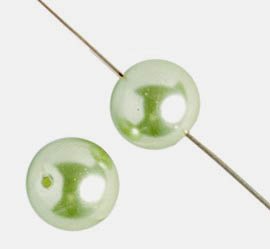 16 inch strand of 4mm Light Olivine Round Glass Pearl Beads