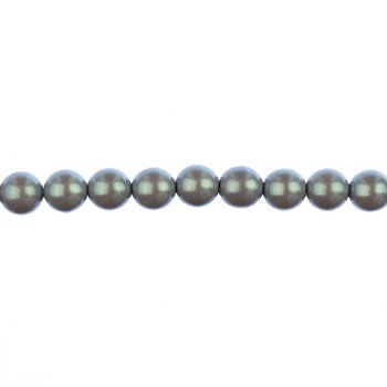 8 inch strand of 8mm Iridescent Grey Round Glass Pearl Beads