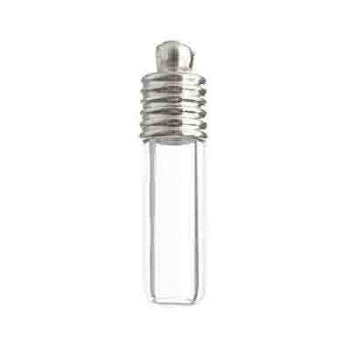 1, 33x10mm Glass Vial Pendant with Rhodium Cap
