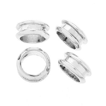 4, 13x5mm Silver Global Chic Round Channel Beads