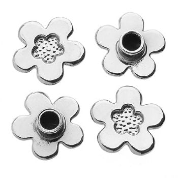 4, 22mm Rhodium Global Chic Button Flowers