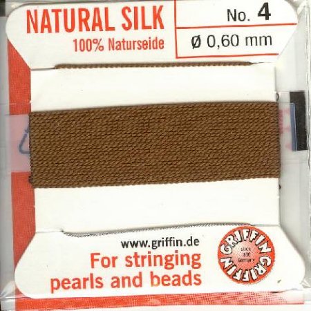 2 Meters of #4 Brown Griffin Silk Cord with Fixed Needle