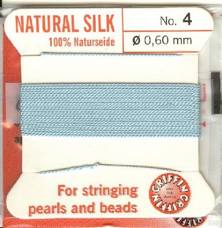 2 Meters of #4 Turquoise Griffin Silk Cord with Fixed Needle
