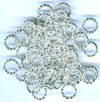 50 8mm Twisted Silver Plated Jump Rings