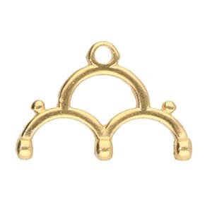 Set of 2, 12.6x18.6mm Cymbal Lakos III 24kt Gold 8/0 Seed Bead Ends