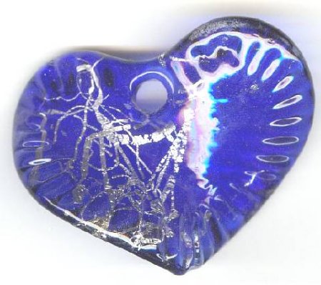 1 45x39mm Twisted Sapphire and Silver Foil Heart Pendant