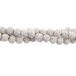 8 Inch Strand of 6mm Round Arctic White Lava Stone Beads
