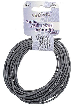 5 yards of 2mm Metallic Silver Leather Cord