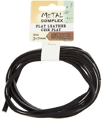 2m of 5x2mm Black Flat Leather Lacing by Metal Complex