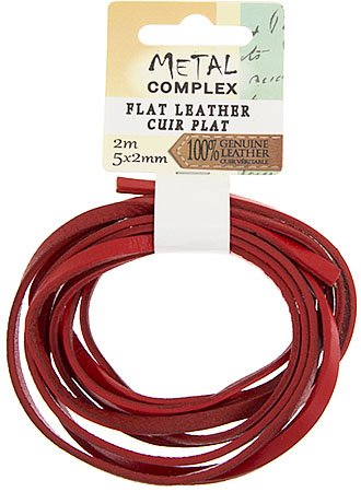 2m of 5x2mm Red Flat Leather Lacing by Metal Complex