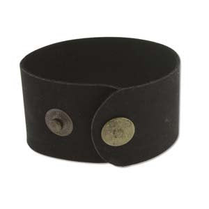 1.5 Black Leather Cuff Bracelet with Brass Snaps